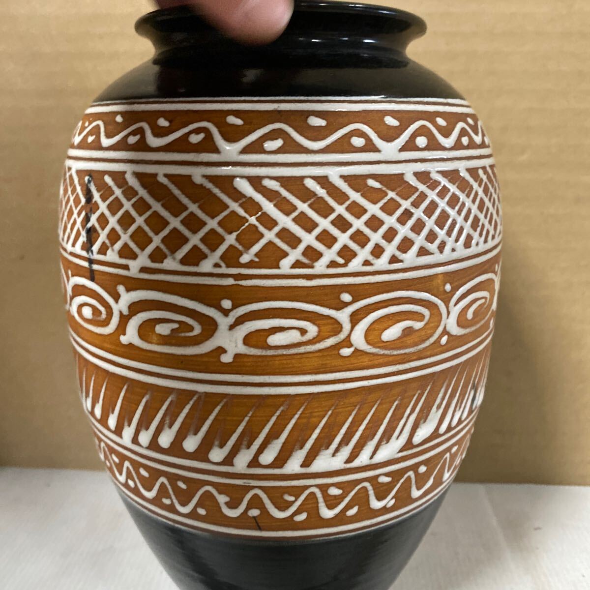 信楽焼 壺 黒 レトロ 古い 花瓶 花器 壺 花入 フラワーベース