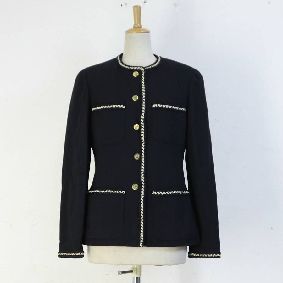 v*r様 CHANEL シャネル ノーカラージャケット SIZE38 ブラック Yahoo!オークション - CHANEL シャネル ノーカラージャケット