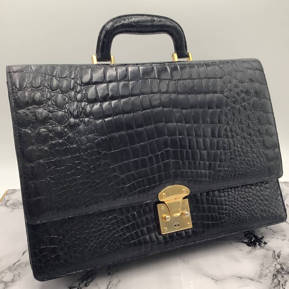 1円 美品 クロコダイル クロコ シャイニング ビジネスバッグ 1円 美品 クロコダイル クロコ シャイニング ビジネスバッグ