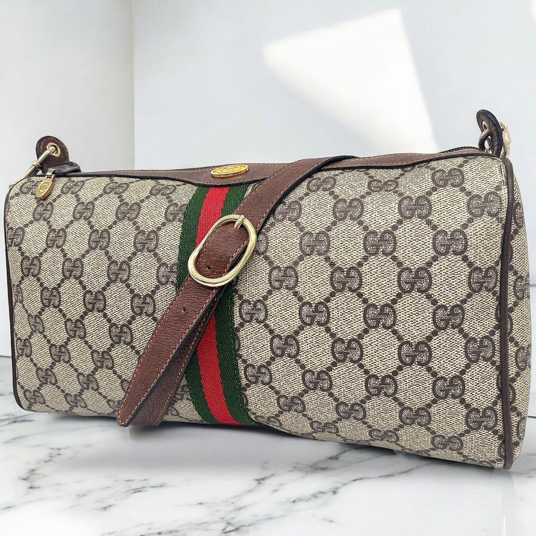 極美品】GUCCI シェリーライン 金ロゴ ショルダーバッグ GG柄 極美品】GUCCI シェリーライン 金ロゴ ショルダーバッグ GG柄