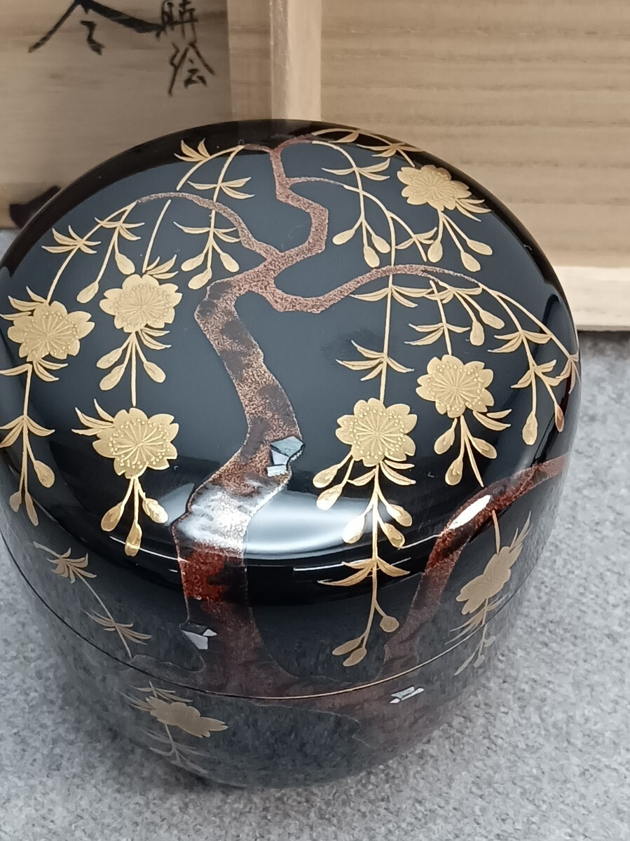 棗 なつめ 枝垂桜蒔絵 司光作 大棗 茶道具 漆芸 漆器 金彩 螺鈿 棗 なつめ 枝垂桜蒔絵 司光作 大棗 茶道具 漆芸 漆器 金彩 螺鈿