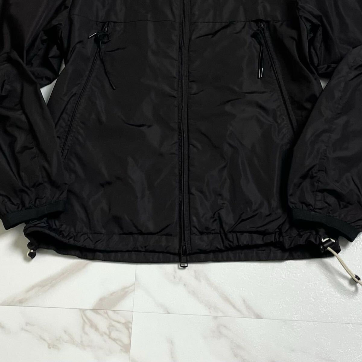 極美品/XL相當(dāng)●MONCLER モンクレール【最高級(jí) ロゴ刺繍/ロゴワッペン】ナイロンジャケット ブルゾン パーカー フード ジップ 黒 ブラック