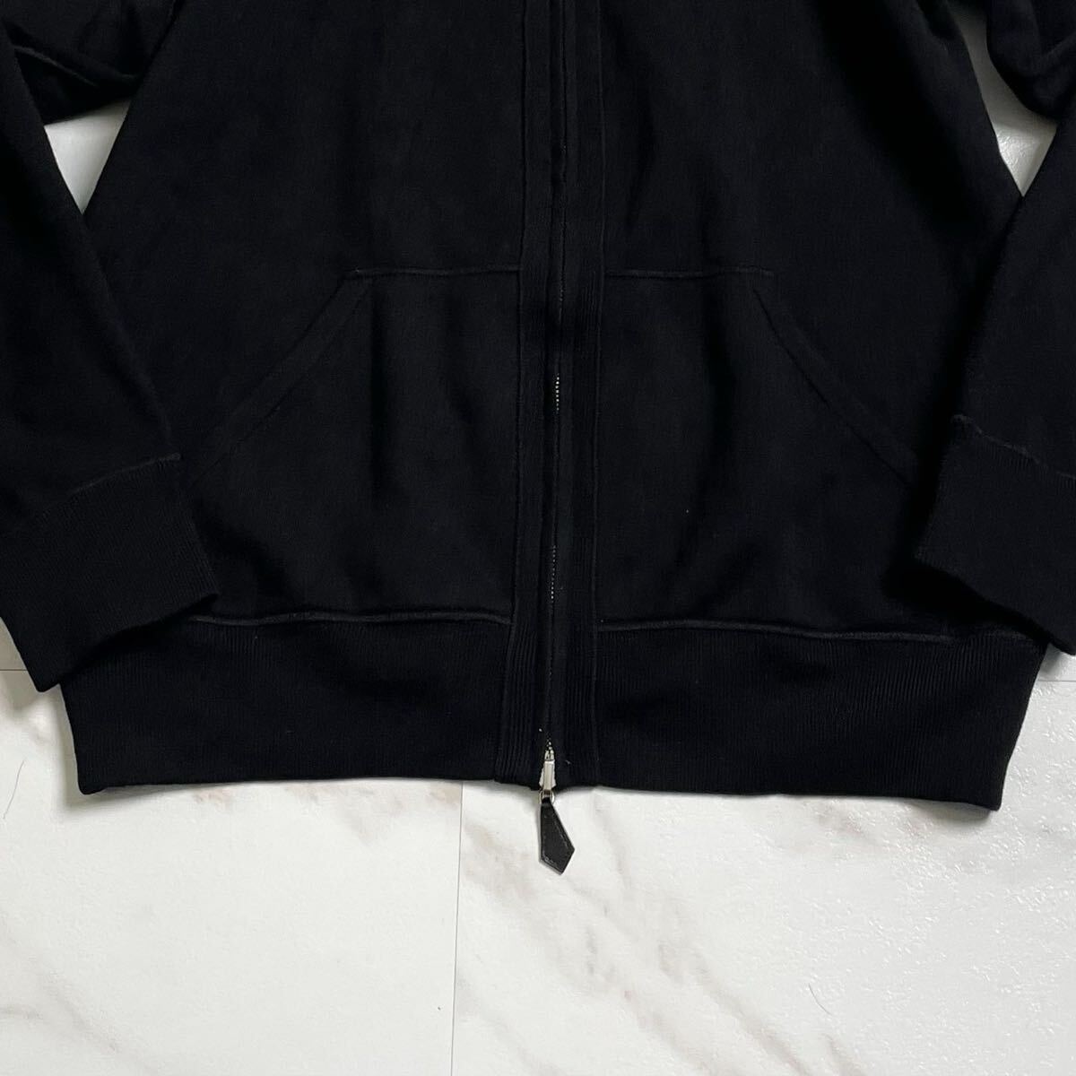 美品/奇跡のXL●HERMES エルメス【最高級 カシミヤ】ジップアップ パーカー ジャケット ブルゾン フード イタリア制 カシミア 黒 ブラック