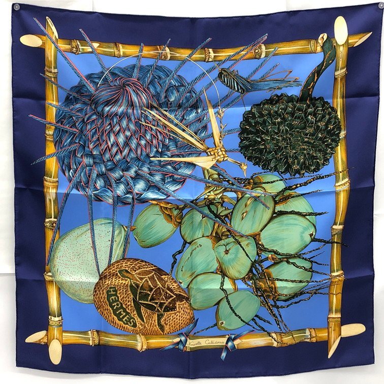 HERMES エルメス カレ90 スカーフ シルク jardin Creole 箱付き HERMES エルメス カレ90 スカーフ シルク jardin Creole 箱付き