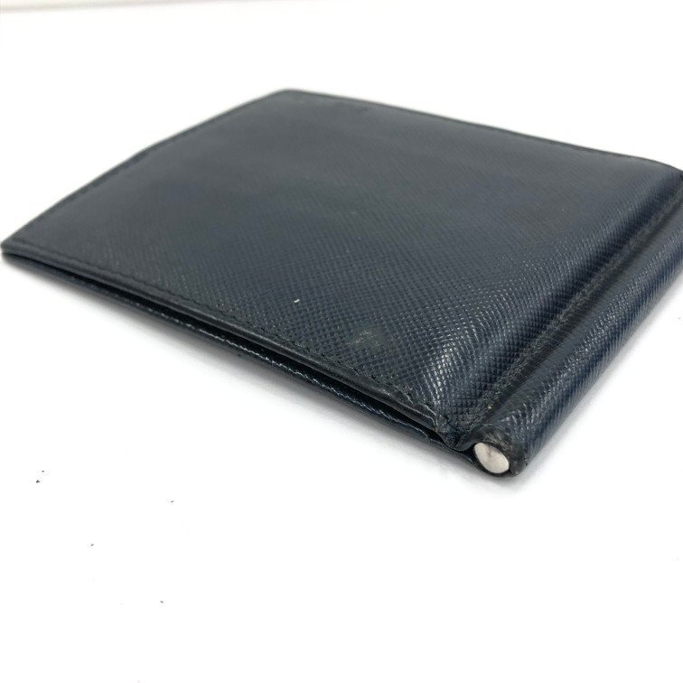 PRADA プラダ 二つ折り財布 マネークリップ付き レザー PRADA プラダ 二つ折り財布 マネークリップ付き レザー