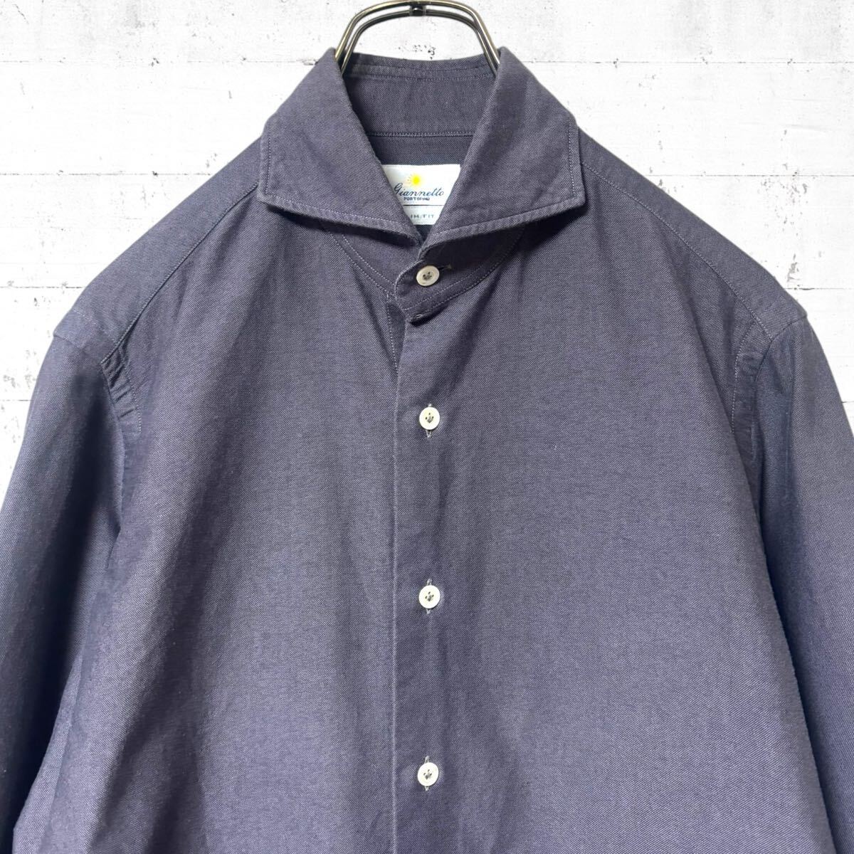 イタリア製 Giannetto slimfit ホリゾンタル ワイド カラー 長袖 イタリア製 Giannetto slimfit ホリゾンタル ワイド カラー 長袖