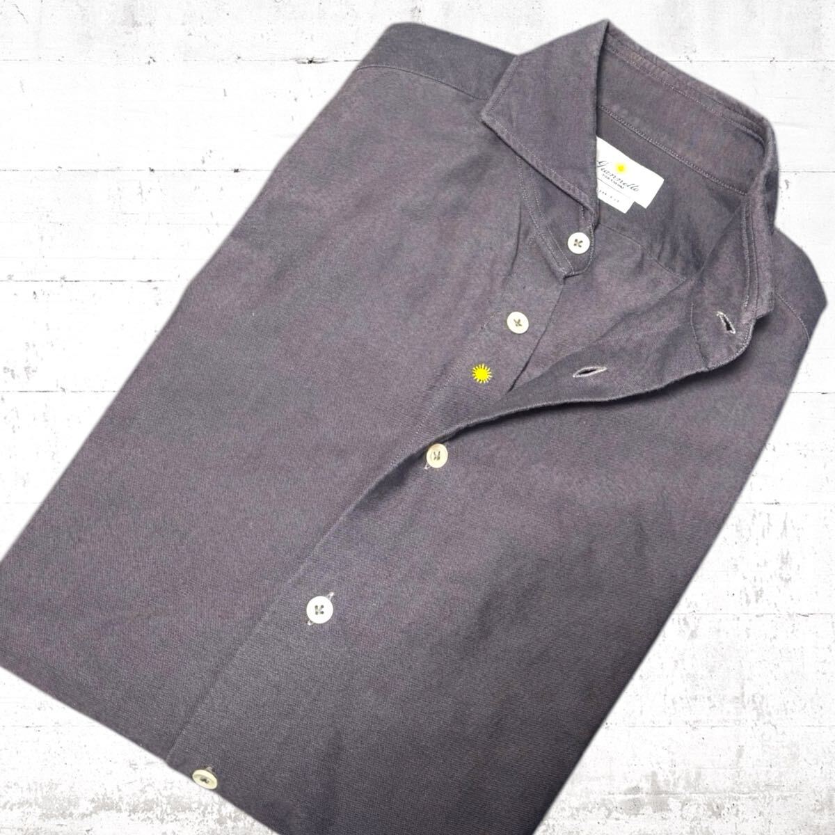 イタリア製 Giannetto slimfit ホリゾンタル ワイド カラー 長袖