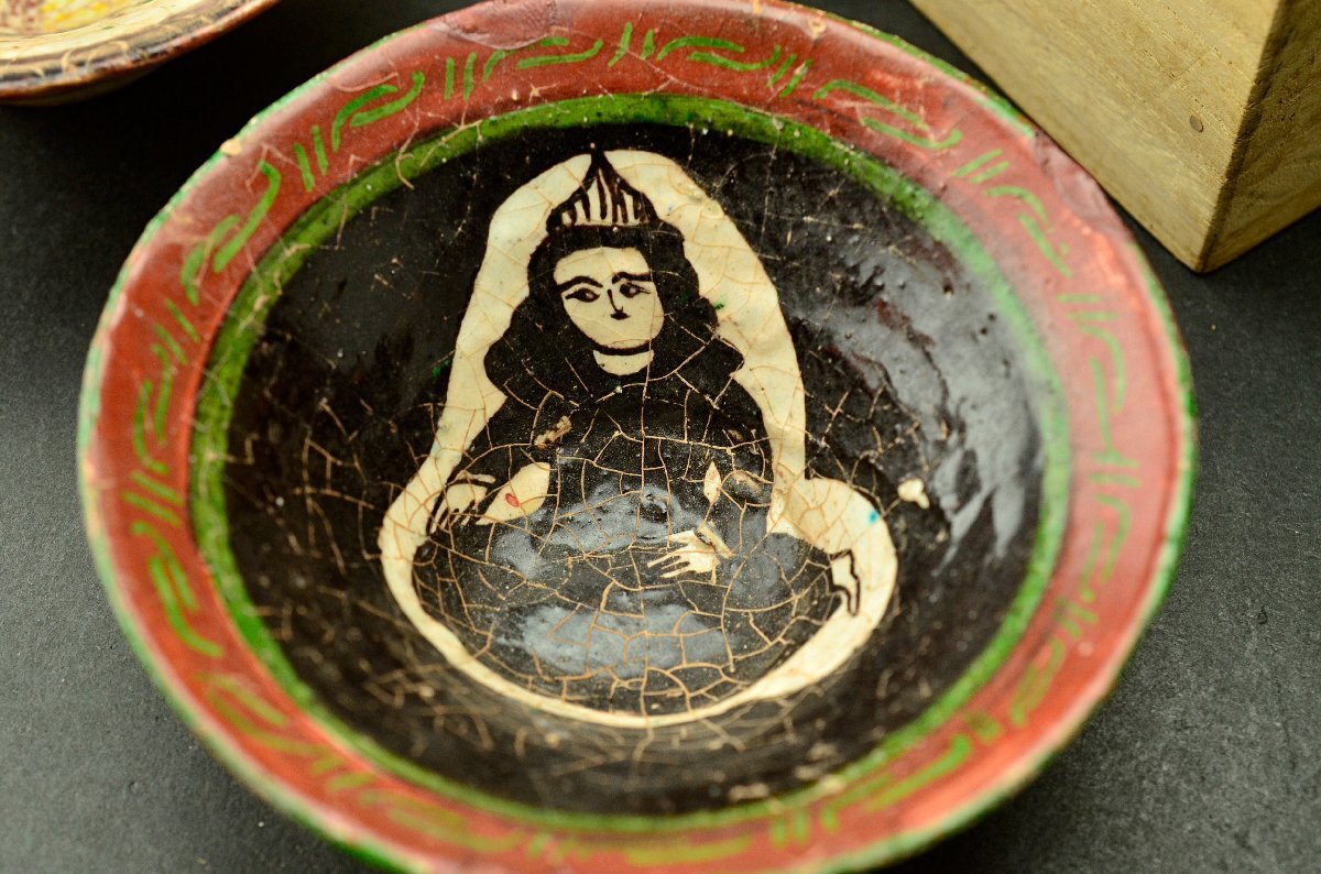 YB】9~10世紀前後 ペルシヤ陶器・古代ペルシャ彩絵人物紋小碗二 YB】9~10世紀前後 ペルシヤ陶器・古代ペルシャ彩絵人物紋小碗二
