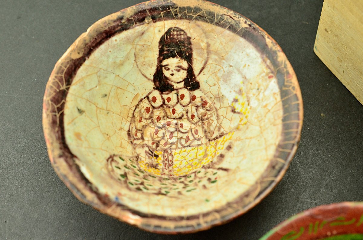 YB】9~10世紀前後 ペルシヤ陶器・古代ペルシャ彩絵人物紋小碗二 YB】9~10世紀前後 ペルシヤ陶器・古代ペルシャ彩絵人物紋小碗二