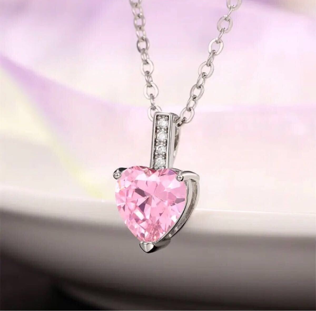 新品 大粒 AAA CZ ピンクダイヤモンド ハートネックレス ピンク 新品 大粒 AAA CZ ピンクダイヤモンド ハートネックレス ピンク