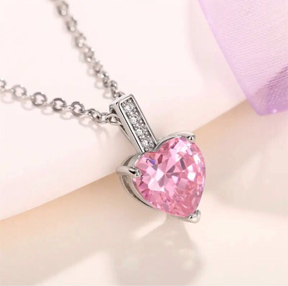 新品 大粒 AAA CZ ピンクダイヤモンド ハートネックレス ピンク 新品 大粒 AAA CZ ピンクダイヤモンド ハートネックレス ピンク