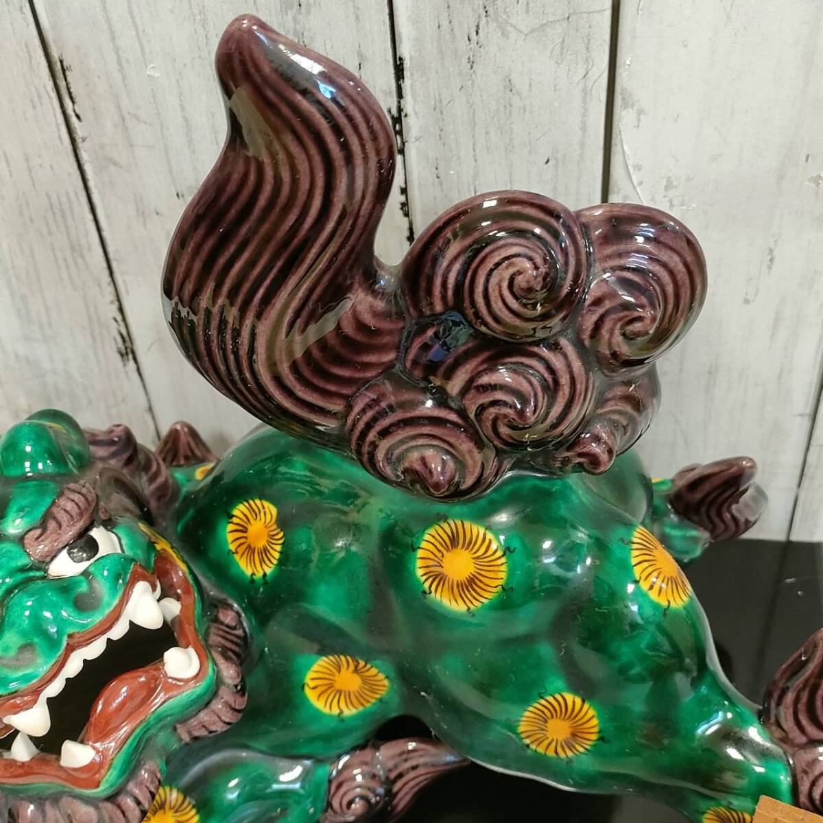 九谷焼 獅子 置物 陶器 縁起物 床の間飾り シーサー 魔除け 骨董 九谷焼 獅子 置物 陶器 縁起物 床の間飾り シーサー 魔除け 骨董