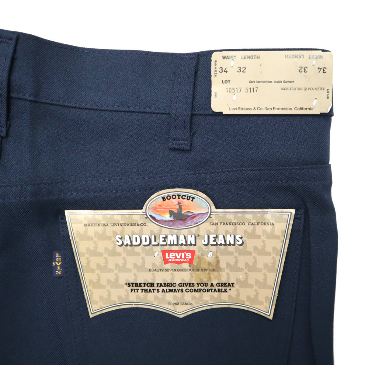デッドストック 80s 1984年 ビンテージ LEVIS リーバイス 517 USA製 スタプレ ブーツカット パンツ 紺 ネイビー 1980年代 古着 フレア W34 _画像4