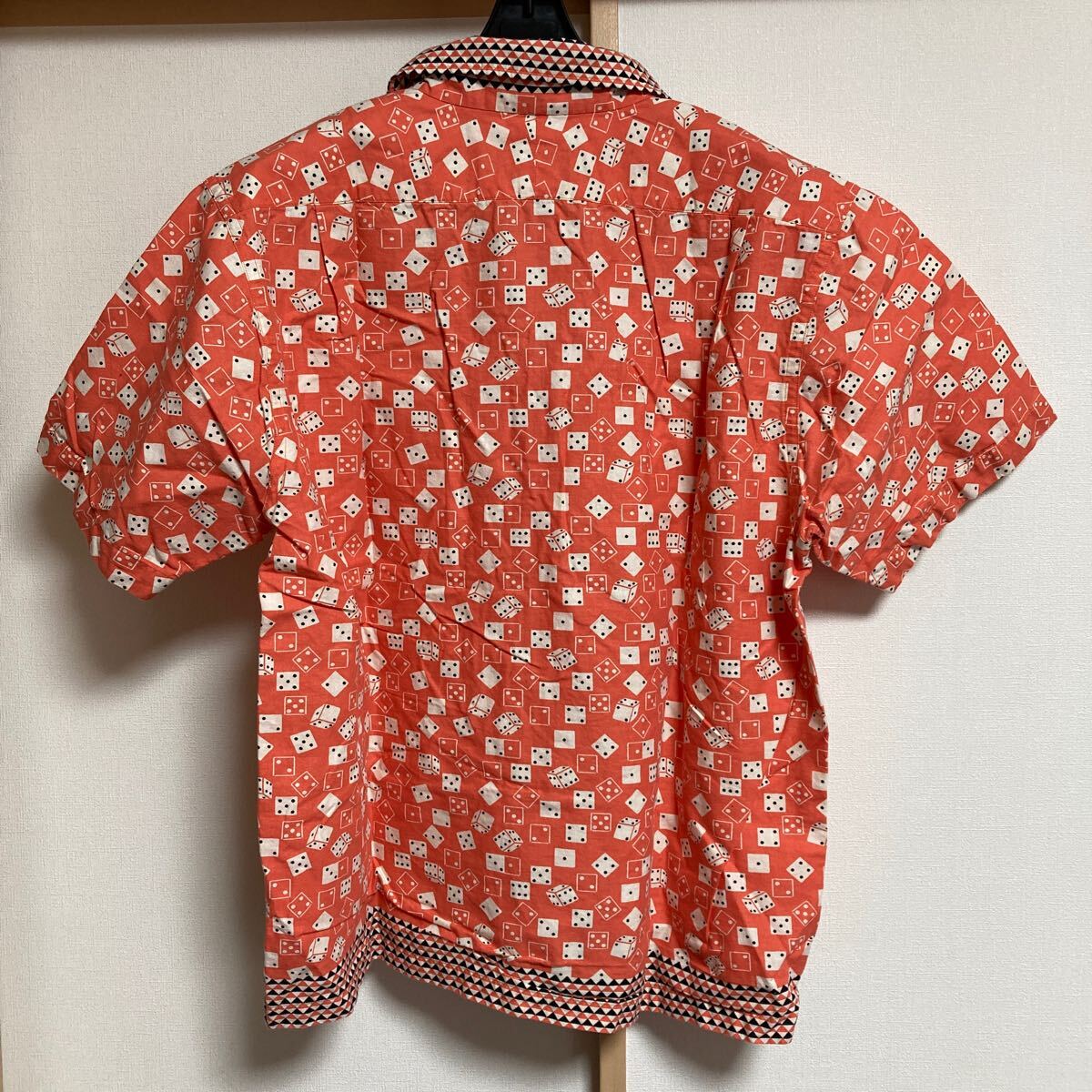 【美品】Dry Bones ドライボーンズ 半袖シャツ サイコロ柄 ダイス柄 ピンク Lサイズ 日本制 ロカビリー