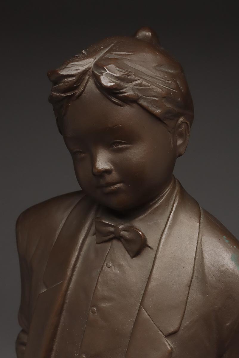 EZ691 【加藤豊 作】重厚 ブロンズ「少女像」置物 高47.8cm 重 EZ691 【加藤豊 作】重厚 ブロンズ「少女像」置物 高47.8cm 重