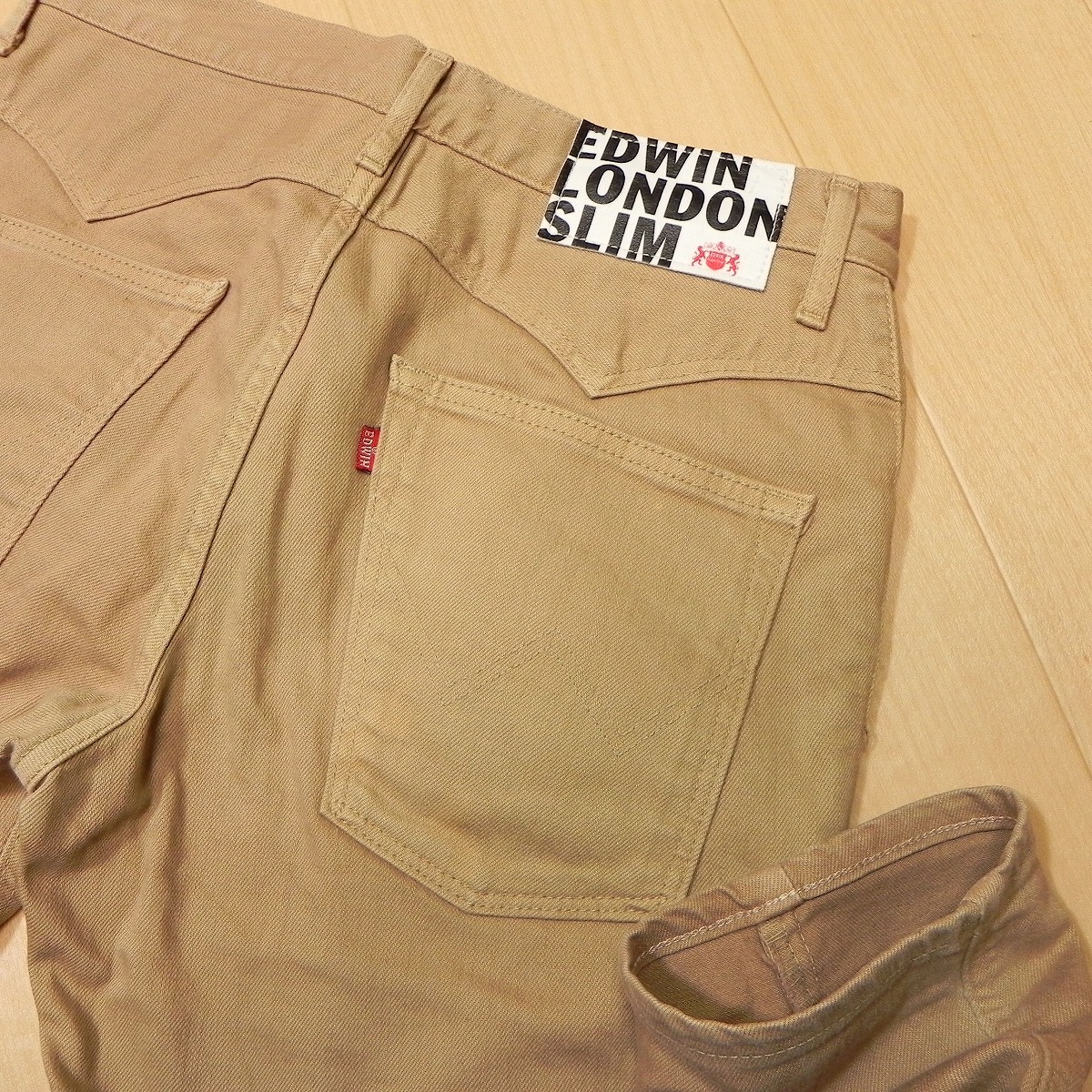 (368★ 日本制【EDWIN】エドウィン 406XV LONDON SLIM ストレッチ パンツ ロンドンスリム w28 ベージュ系 古著 ★