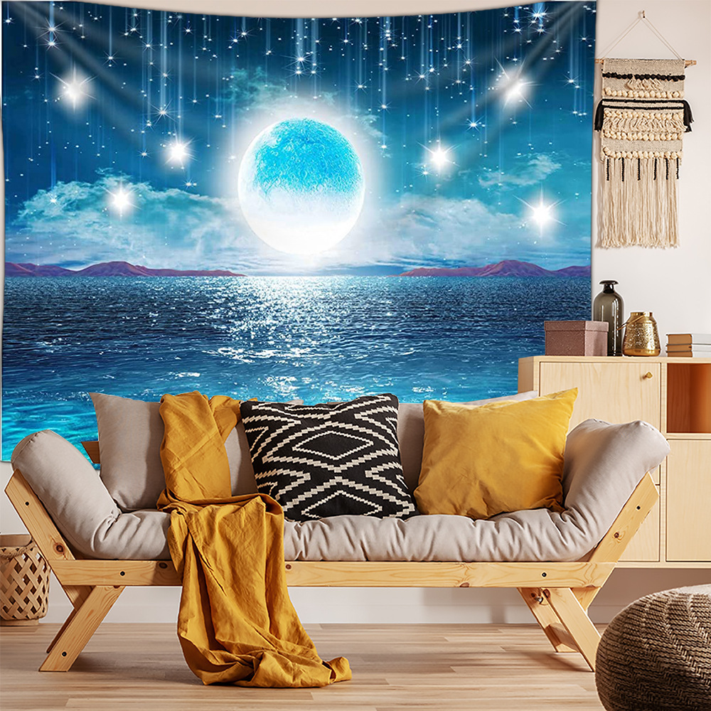 タペストリー 壁飾り 壁掛け装飾布 布ポスター 部屋飾り 背景布 インテリア カーテン 神秘的な夜の海 150x130cm_画像4