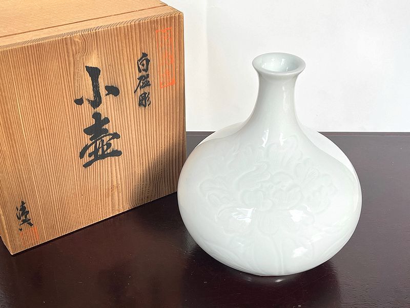 有田焼 中村清六作 白磁彫 花瓶 花器 壺 古伊万里 古美術(白磁 有田焼 中村清六作 白磁彫 花瓶 花器 壺 古伊万里 古美術(白磁