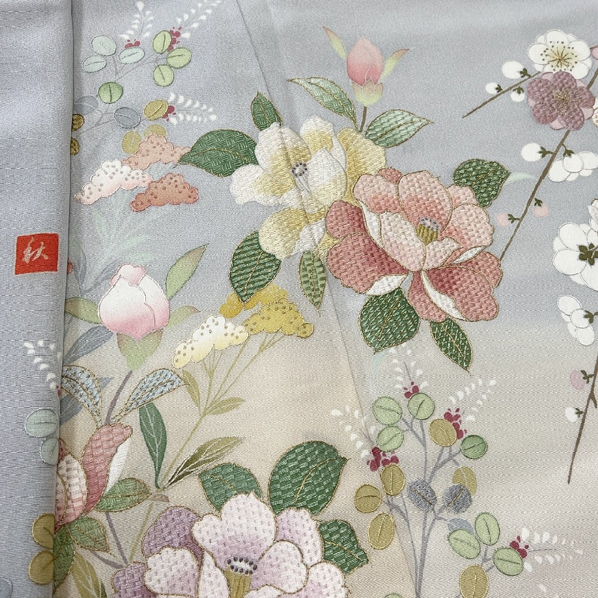 着物月花 総刺繍 蘇州刺繍 相良刺繍 ぼかし染 品のある花 訪問着 着物月花 総刺繍 蘇州刺繍 相良刺繍 ぼかし染 品のある花 訪問着