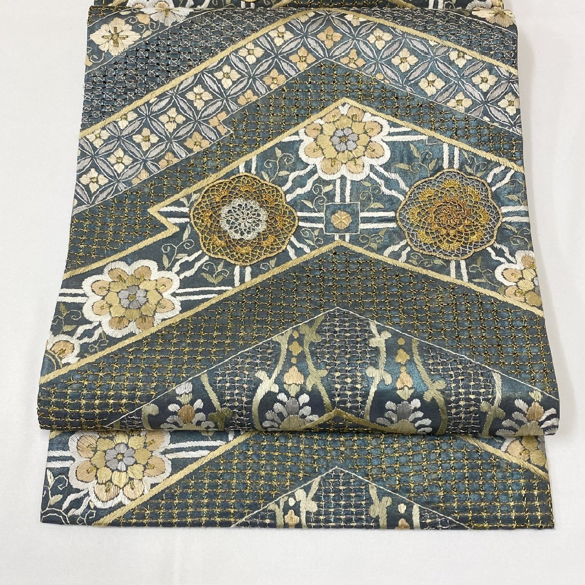 着物月花 総刺繍 仙頭刺繍 蘇州刺繍 引箔 装飾華文様 袋帯 六通 着物月花 総刺繍 仙頭刺繍 蘇州刺繍 引箔 装飾華文様 袋帯 六通