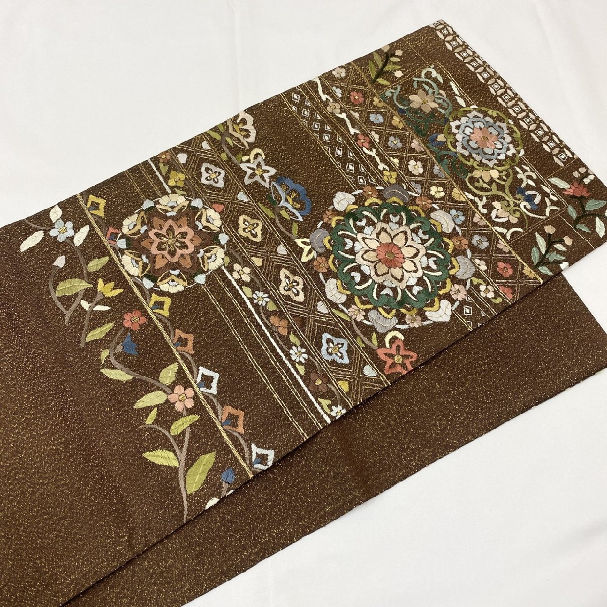 着物月花 総刺繍 蘇州刺繍 金通し 綴れ織 華文様 袋帯 六通柄 着物月花 総刺繍 蘇州刺繍 金通し 綴れ織 華文様 袋帯 六通柄