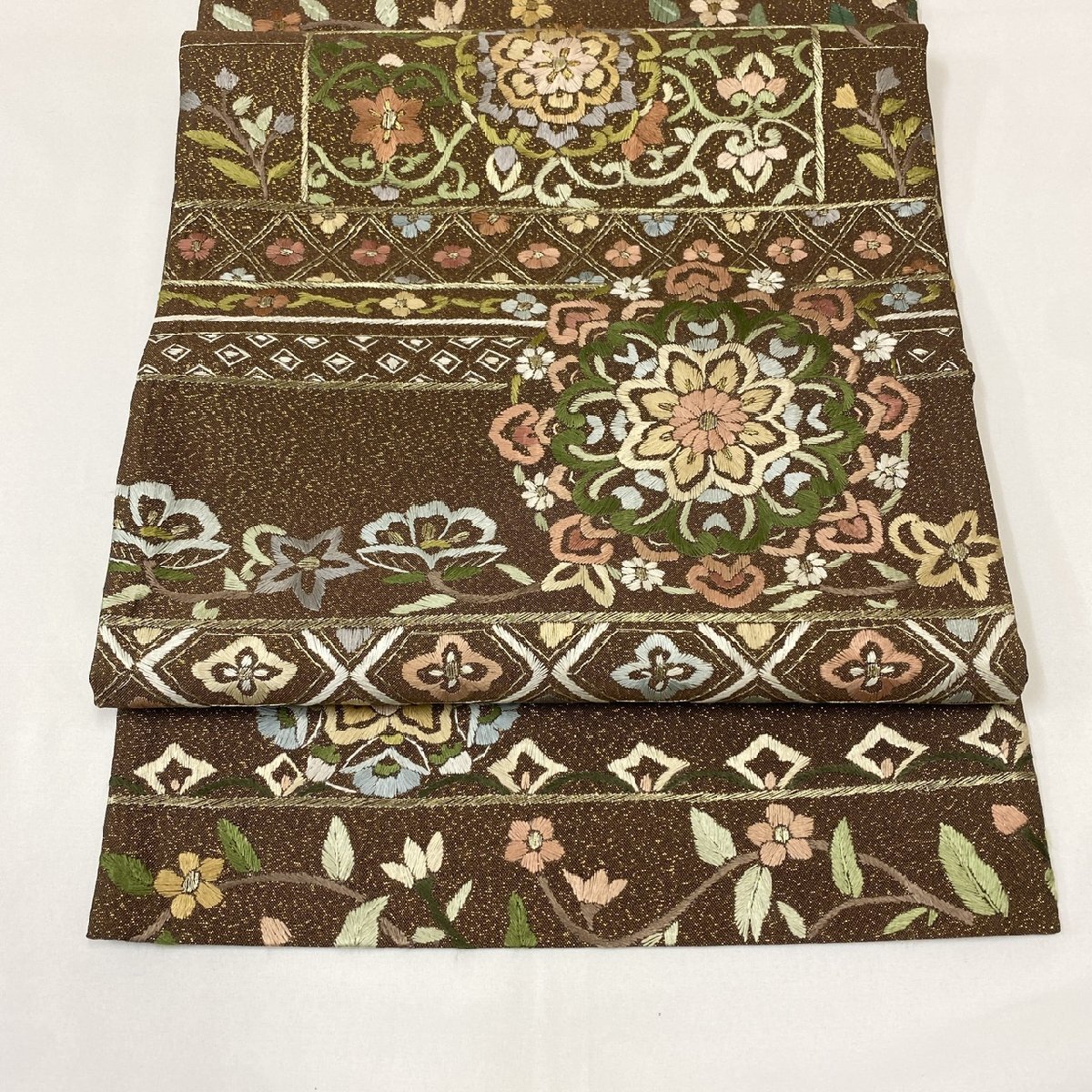 着物月花 総刺繍 蘇州刺繍 金通し 綴れ織 華文様 袋帯 六通柄 着物月花 総刺繍 蘇州刺繍 金通し 綴れ織 華文様 袋帯 六通柄