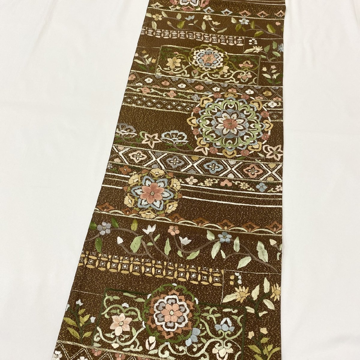 着物月花 総刺繍 蘇州刺繍 金通し 綴れ織 華文様 袋帯 六通柄 着物月花 総刺繍 蘇州刺繍 金通し 綴れ織 華文様 袋帯 六通柄