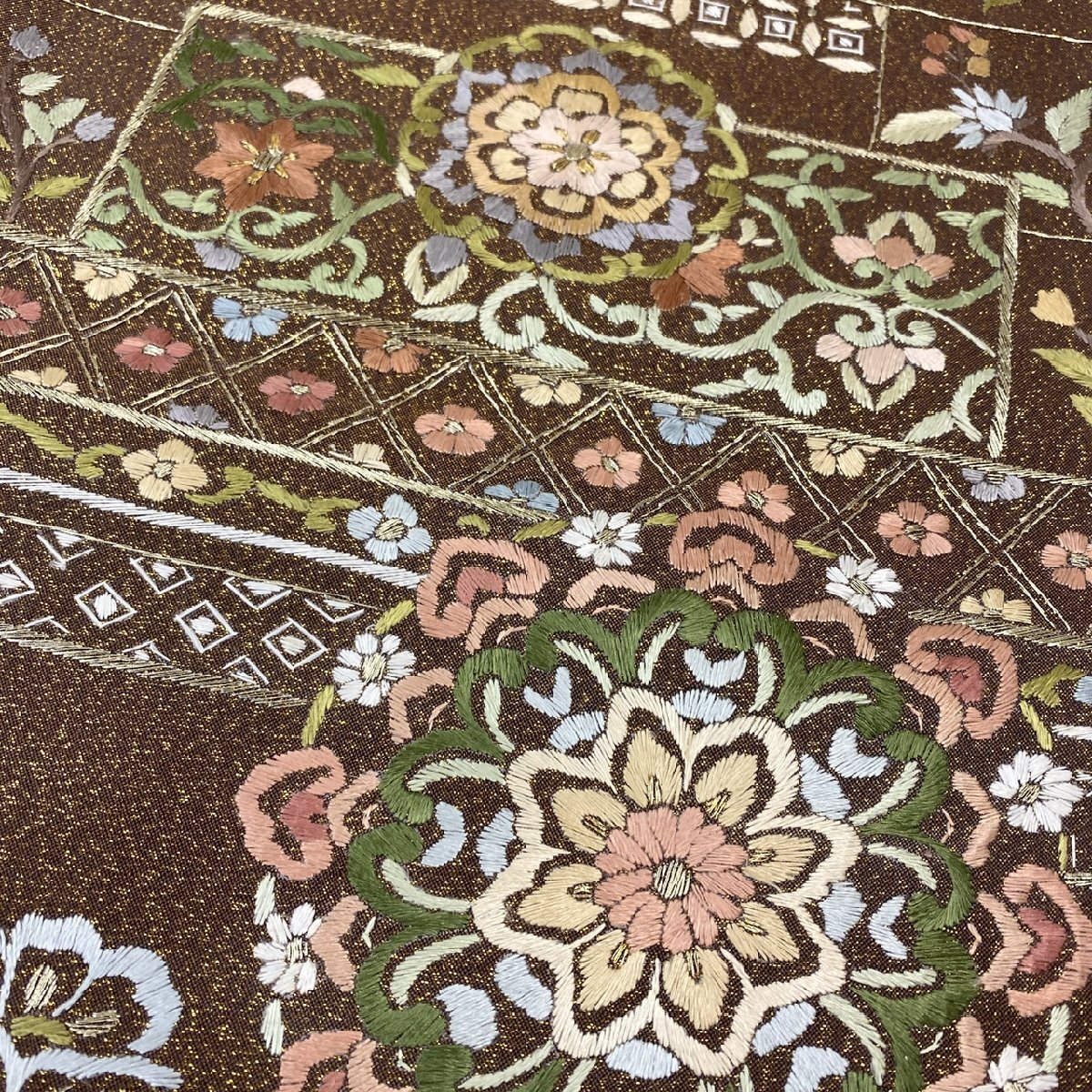 着物月花 総刺繍 蘇州刺繍 金通し 綴れ織 華文様 袋帯 六通柄 着物月花 総刺繍 蘇州刺繍 金通し 綴れ織 華文様 袋帯 六通柄