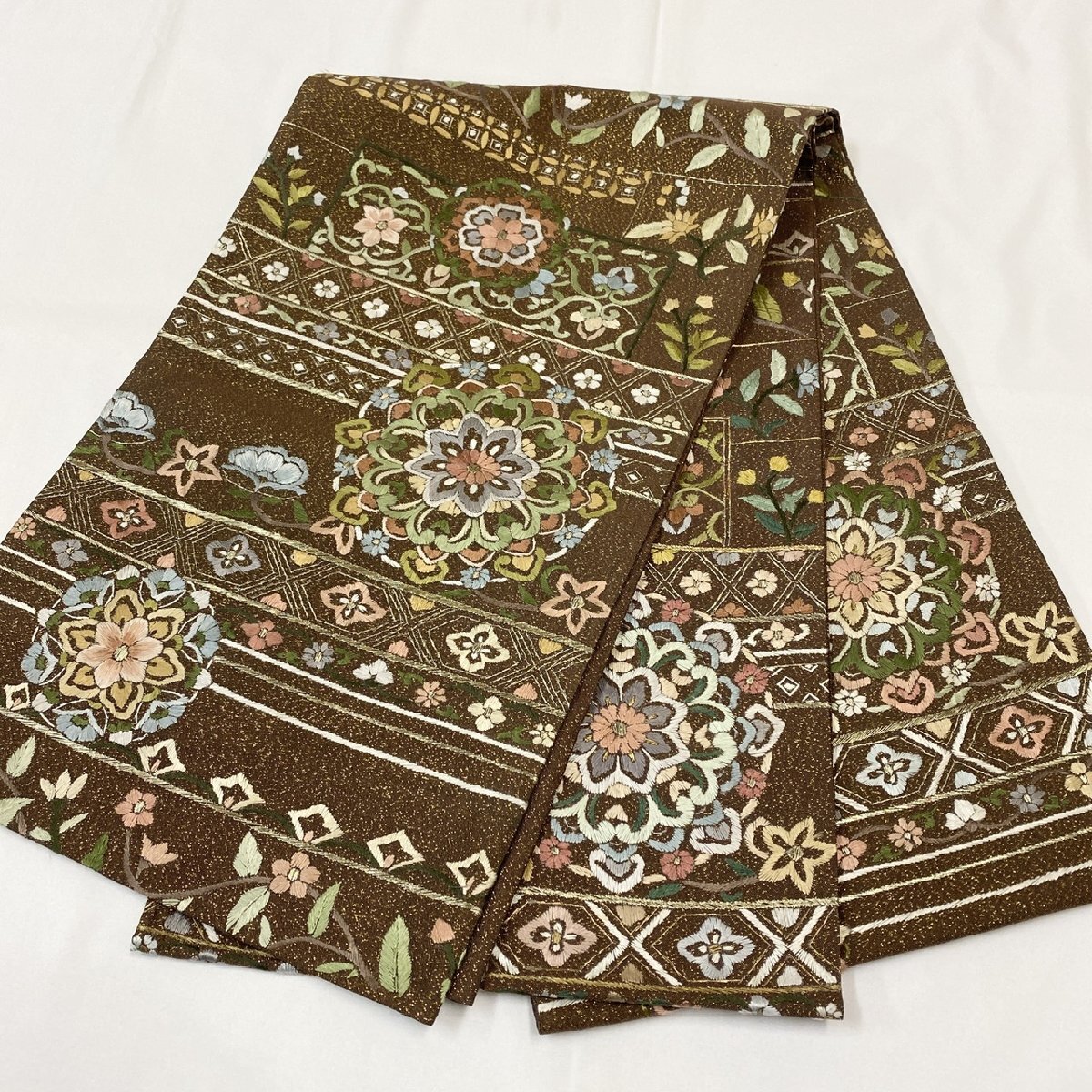 着物月花 総刺繍 蘇州刺繍 金通し 綴れ織 華文様 袋帯 六通柄 着物月花 総刺繍 蘇州刺繍 金通し 綴れ織 華文様 袋帯 六通柄