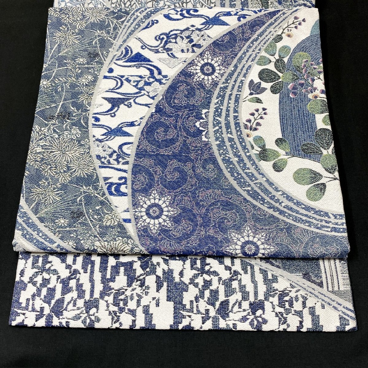 着物月花 岡文織物 六文字屋半兵衛 点描綴織 花鳥文様 袋帯 全通 着物月花 岡文織物 六文字屋半兵衛 点描綴織 花鳥文様 袋帯 全通
