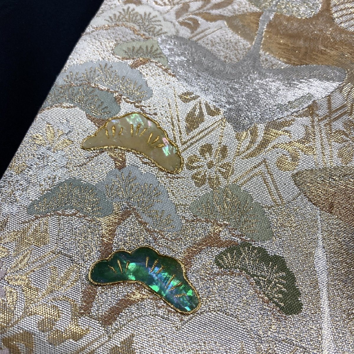 着物月花 螺鈿細工 引箔 花鳥文様 袋帯 六通柄 正絹 金銀糸 着物月花 螺鈿細工 引箔 花鳥文様 袋帯 六通柄 正絹 金銀糸