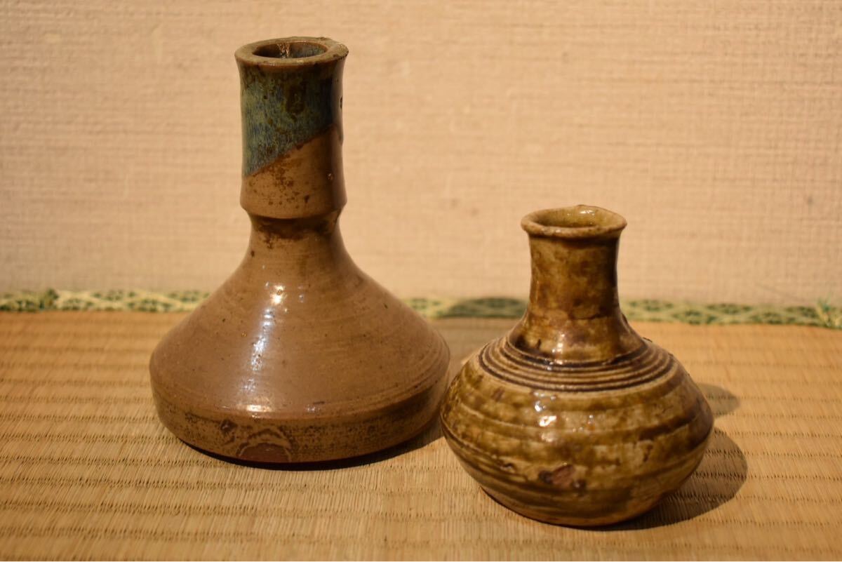 GE】M452【コレクター所蔵品】時代 高取・瀬戸徳利2件/日本美術 GE】M452【コレクター所蔵品】時代 高取・瀬戸徳利2件/日本美術