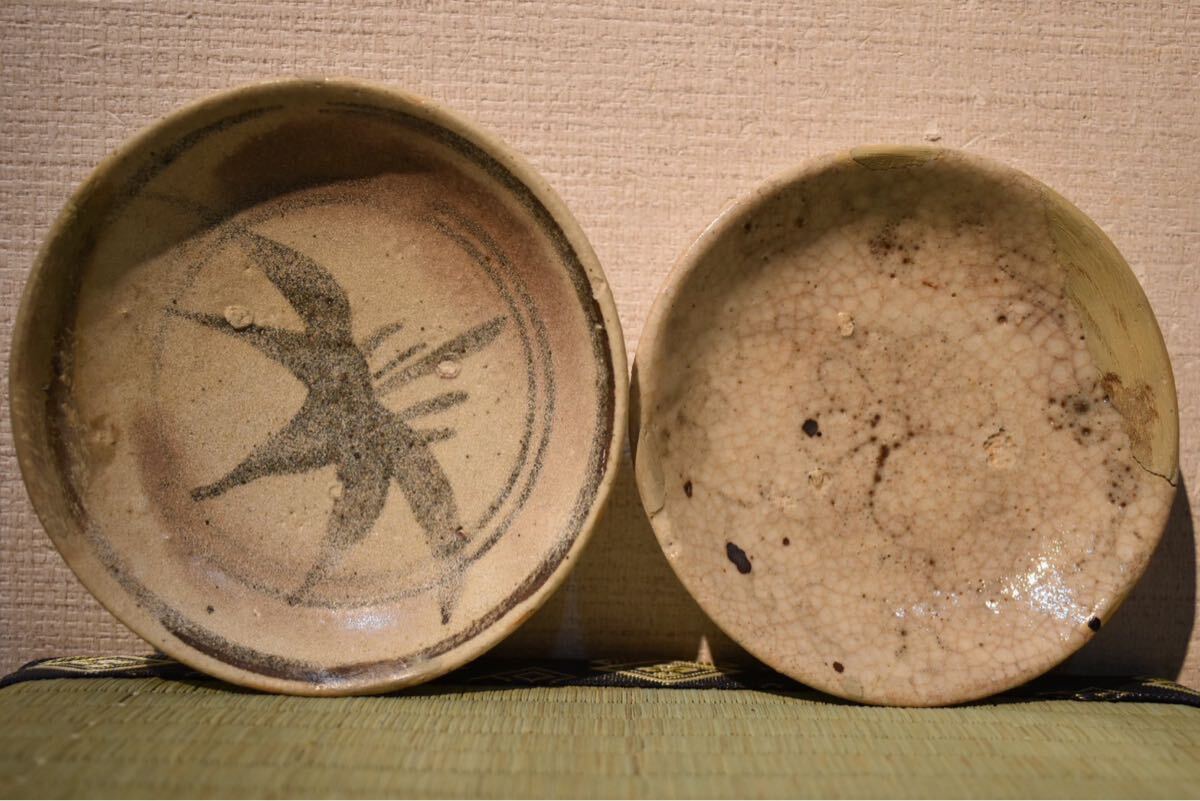 GE】Y825【コレクター所蔵品】時代 絵志野小皿2件/日本美術 美濃 GE】Y825【コレクター所蔵品】時代 絵志野小皿2件/日本美術 美濃