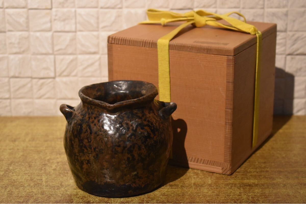 GE】M527【コレクター所蔵品】時代 越前お歯黒壺/日本美術 越前 GE】M527【コレクター所蔵品】時代 越前お歯黒壺/日本美術 越前