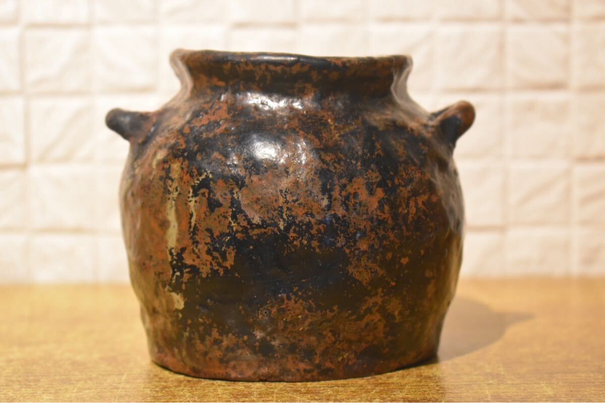 GE】M527【コレクター所蔵品】時代 越前お歯黒壺/日本美術 越前 GE】M527【コレクター所蔵品】時代 越前お歯黒壺/日本美術 越前