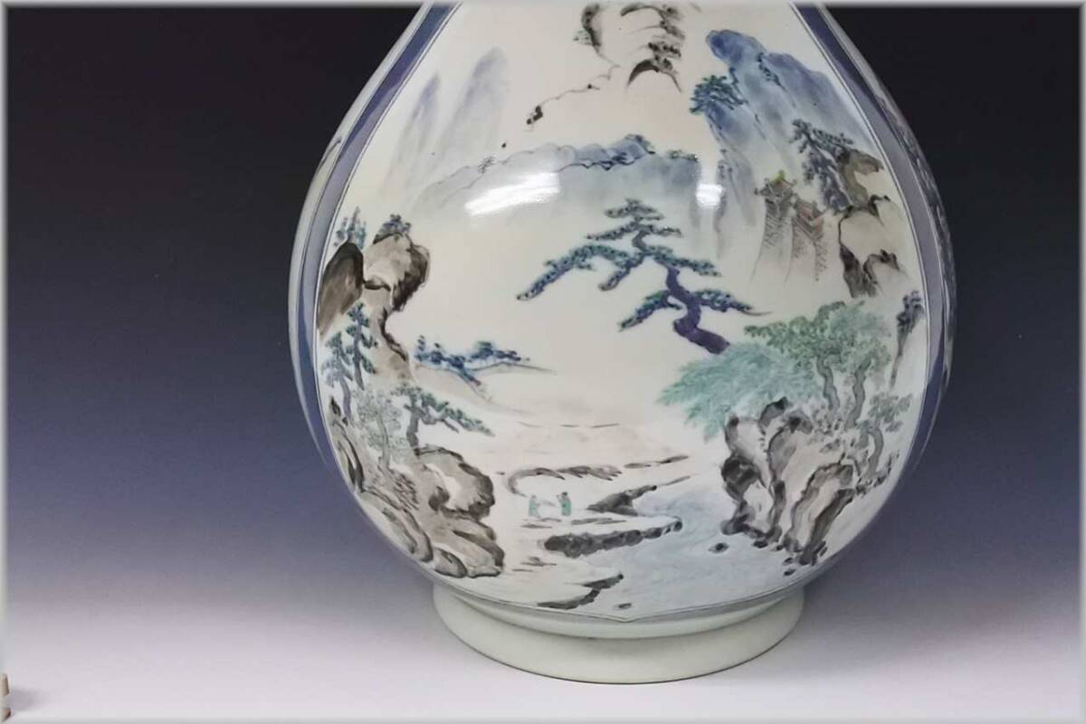 逸品 佐藤走波 五代 走波 染錦山水 花瓶 幻の窯元 走波窯 現品限 逸品 佐藤走波 五代 走波 染錦山水 花瓶 幻の窯元 走波窯 現品限