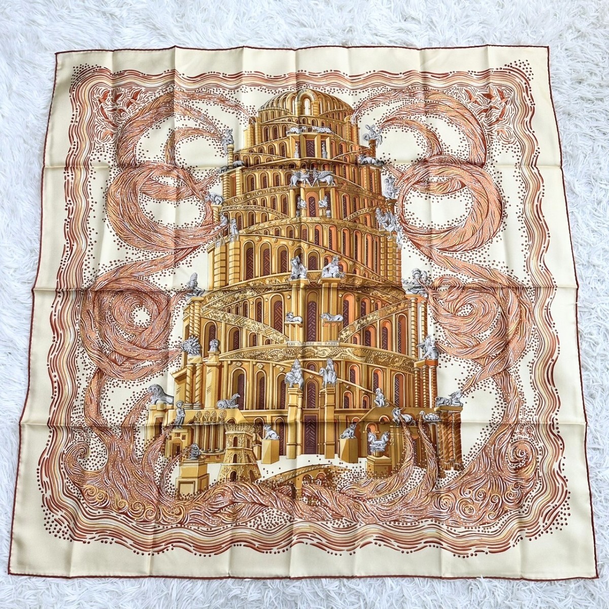 未使用保管品/名作☆ HERMES エルメス カレ90 バベルの川 未使用保管品/名作☆ HERMES エルメス カレ90 バベルの川