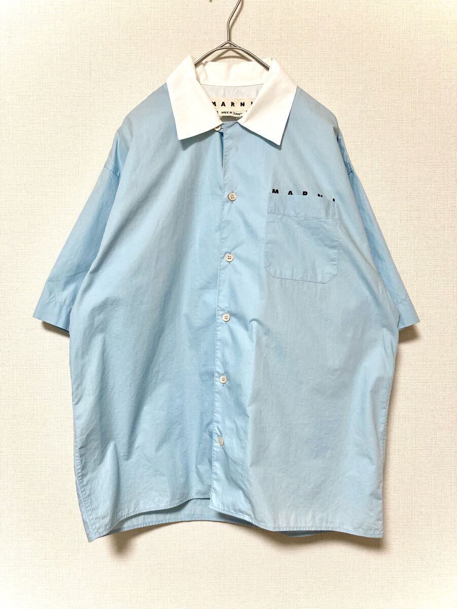 マルニ marni バイカラー オープンカラー シャツ 半袖 メンズ マルニ marni バイカラー オープンカラー シャツ 半袖 メンズ