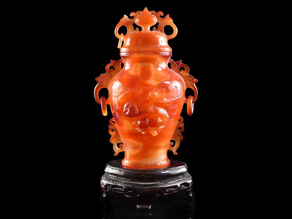 雲】某寺院買取品 仏教美術 中国古玩 唐物 瑪瑙 遊環耳付香炉 高 雲】某寺院買取品 仏教美術 中国古玩 唐物 瑪瑙 遊環耳付香炉 高
