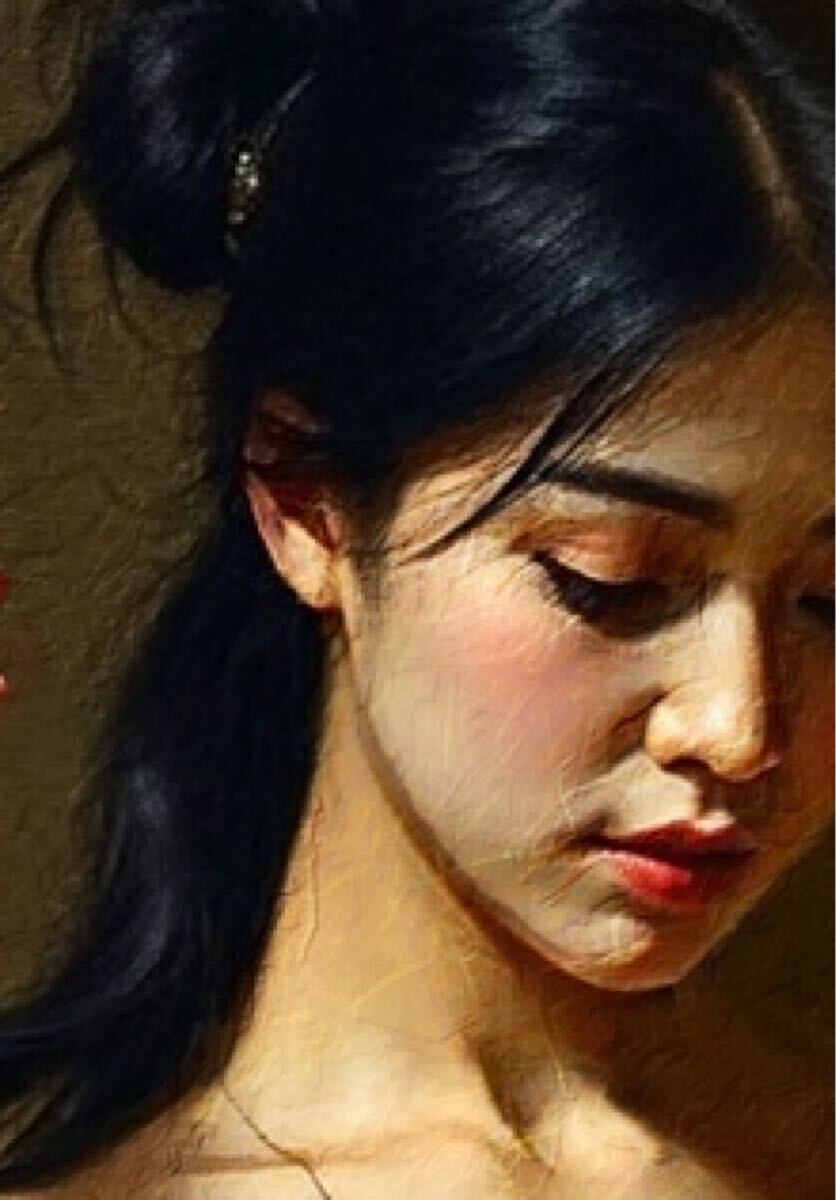 女性の肖像画・油絵風アート作品 - メルカリ