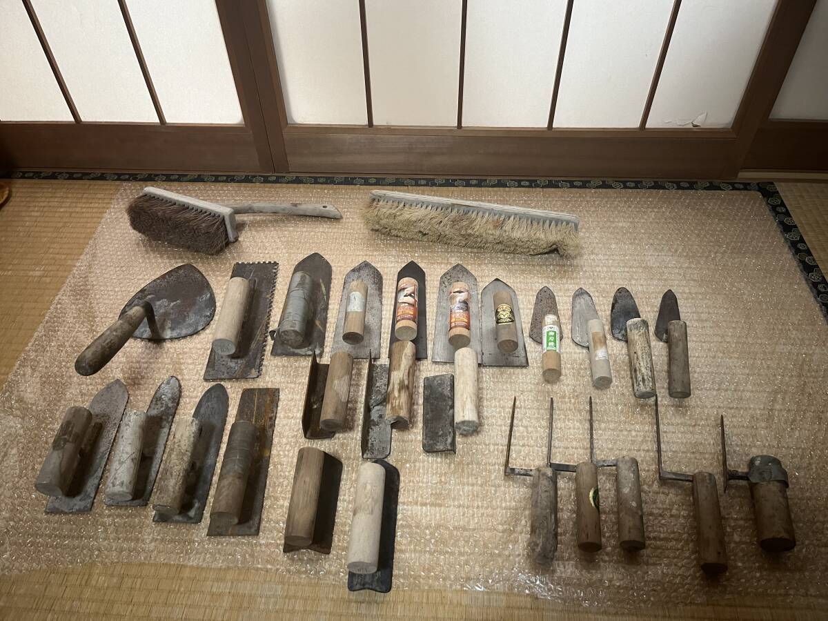 左官鏝 まとめて 25個 刷毛 2個セット 鏝 左官コテ 左官こて 左官鏝 まとめて 25個 刷毛 2個セット 鏝 左官コテ 左官こて