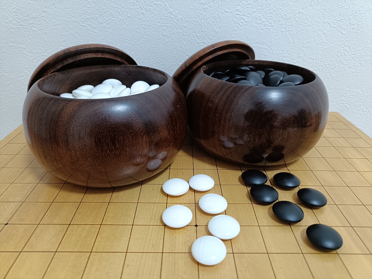 ☆彡美品◇日向特製 本蛤碁石 『34』号☆花梨超特大碁笥セット ☆彡美品◇日向特製 本蛤碁石 『34』号☆花梨超特大碁笥セット