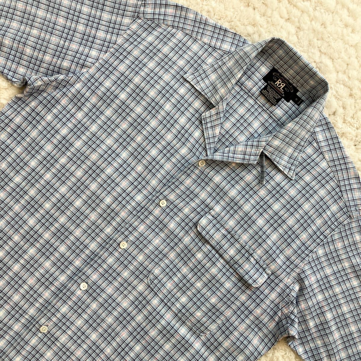 美品 90s初期RRL 三つ星タグ 開襟半袖チェックシャツ S 三ツ星 美品 90s初期RRL 三つ星タグ 開襟半袖チェックシャツ S 三ツ星