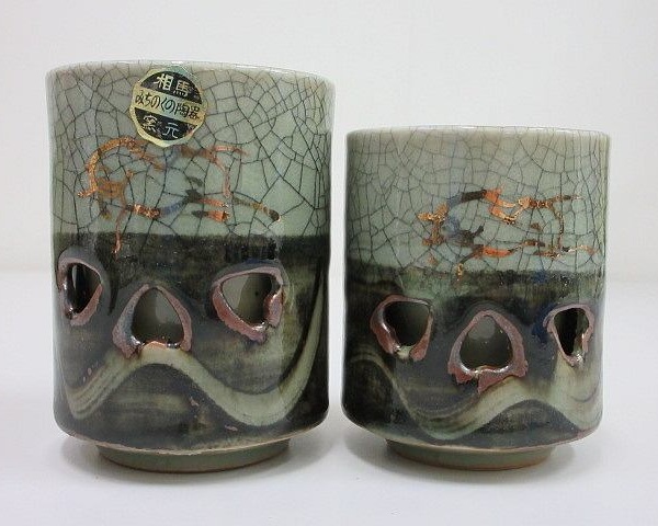 95☆相馬焼 茶器 金彩 馬絵/走り馬/走り駒 二重焼き 急須+湯呑 95☆相馬焼 茶器 金彩 馬絵/走り馬/走り駒 二重焼き 急須+湯呑