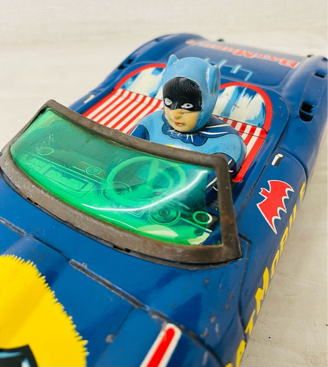 4-3【現状品】希少 バットマン/バットモービル/青/当時物 ブリキ 4-3【現状品】希少 バットマン/バットモービル/青/当時物 ブリキ