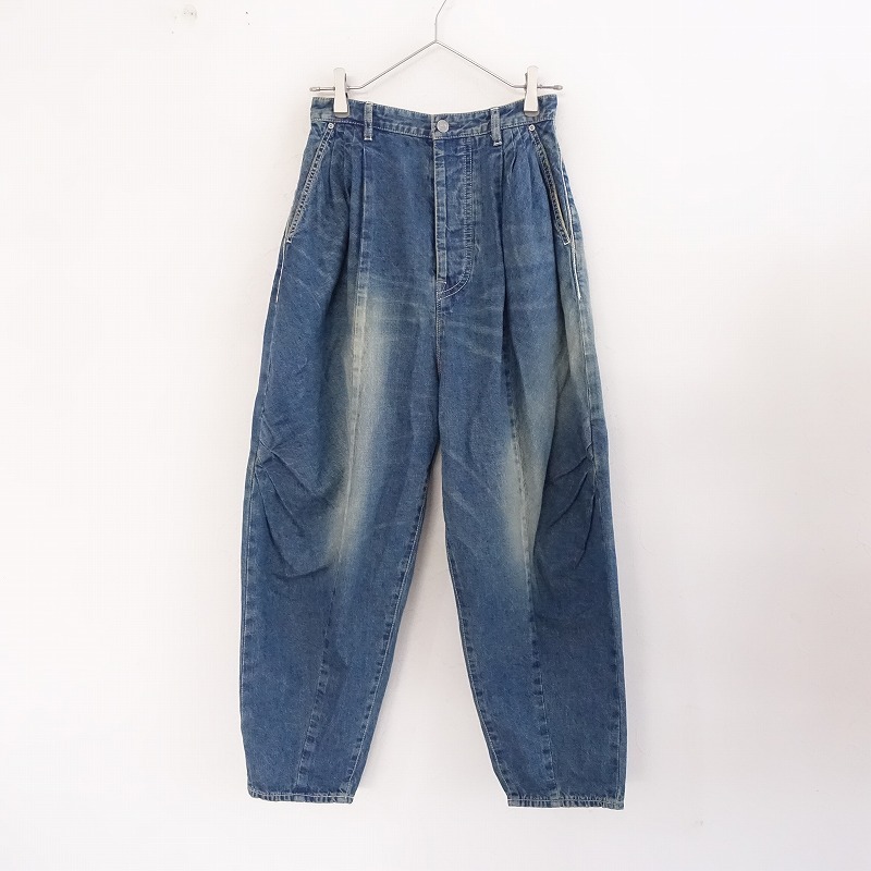 【美品/2024SS/定価6萬】ミナペルホネン mina perhonen *every day タックテーパードデニムパンツ*36綿麻(1-2503-83)【10D52】