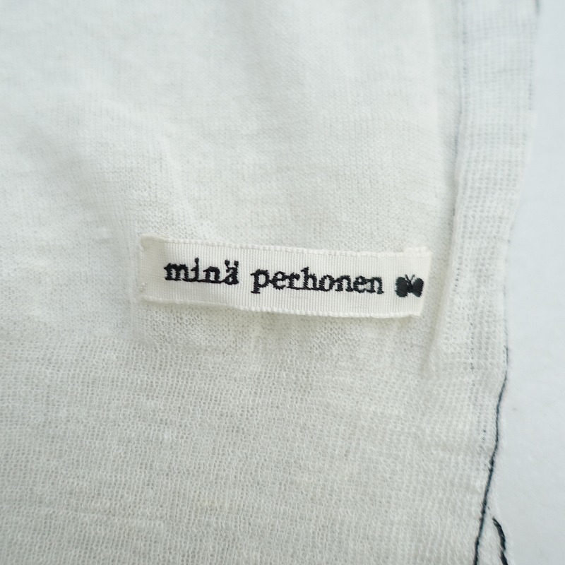 【美品】ミナペルホネン mina perhonen *ストール*ショールマフラーホワイト薄手(st11-2503-15)【20D52】