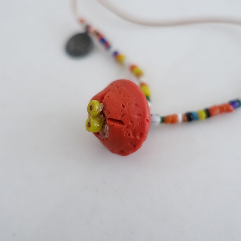 アンリークイール HENRY CUIR *ネックレス*オレンジイエローレザー皮革ビーズファッション小物アクセサリー(ac88-2503-26)【40D52】