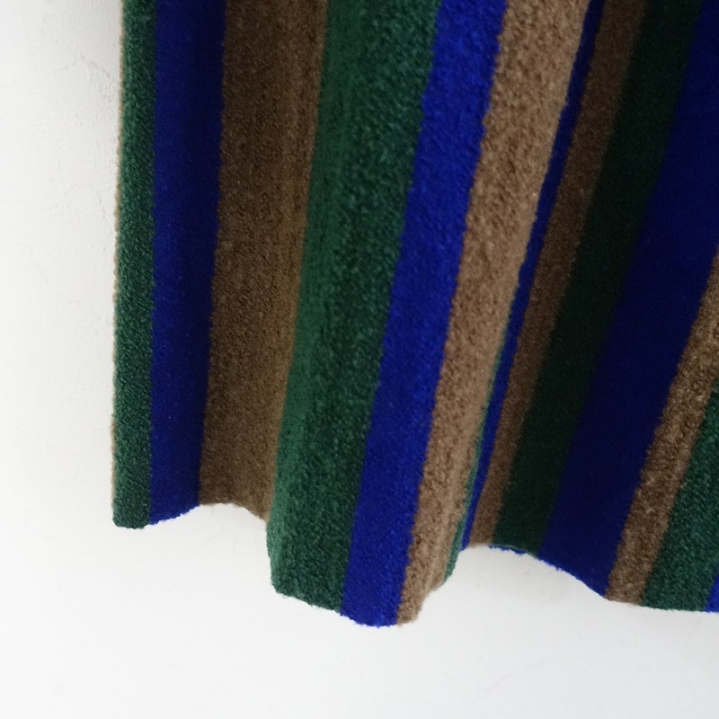 ミナペルホネン mina perhonen *multistripe マルチストライプパイルタックスカート*40(sk33-2503-266)【60D52】