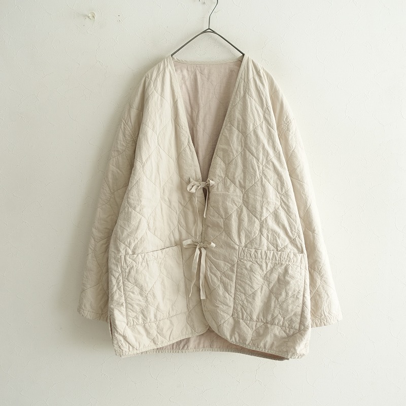 【メンズ/定価4.4萬】ネストローブコンフェクトCONFECT*コットンラミーキルティングカラーレスジャケット*4(jk33-2503-324)【90D52】